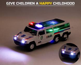 GoBaby Police Car Toy With Light & Siren Sound 360 Degree Rotating Bump And Go Action