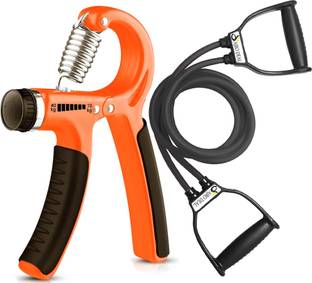 AJRO DEAL Combo of 2 -Double Toning Tube,R Hand Grip Hand Exerciser. Resistance Tube