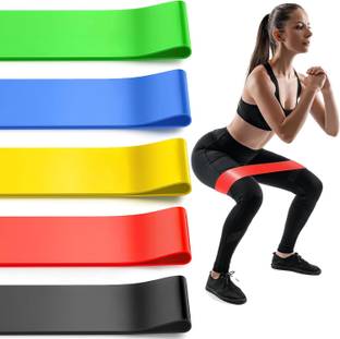 KUBER INDUSTRIES Round Elastic Exercise Belt for Gym|Workout Belt for Legs & Hands|Set of 5|Multi Resistance Tube