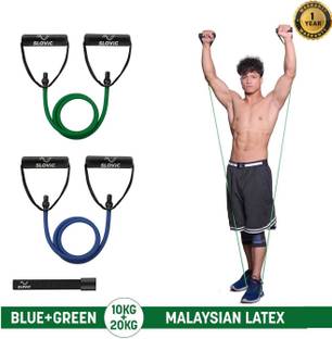 SLOVIC Gym Latex Tube With Foam Handles & Door Anchors For Stretching Excersise (Combo) Resistance Tube