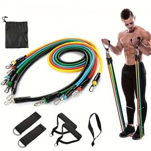 Fitness Scout Resistance Bands Set for Exercise,Kit with Foam Handles,Door Anchor,Ankle Strap Resistance Tube