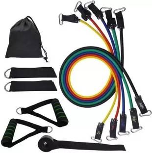 ALORNOR 11Pc Resistance Bands Elastic Rubber Rope Sport Expander Bodybuilding Exercise Resistance Tube