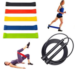 AG Lifestyle Products (Pack of 5)+(1 Pencil Skipping Rope Free) Resistance Loop Exercise Bands Resistance Tube