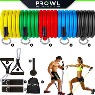 PROWL by Tiger Shroff 11 Pcs Bands Set, Exercise Bands, Home Workout Bands Resistance Tube