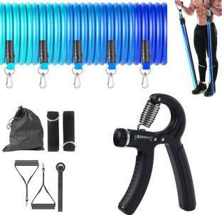 QUICK FIT Combo of Resistance Tube, & Adjustable Hand Grip For Men, & Women Fitness Kit Resistance Tube