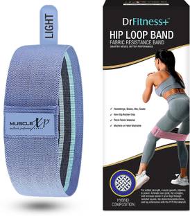MuscleXP DrFitness+ Hip Loop Fabric Resistance Band For Women & Men, (Light) 17-Inches Resistance Tube