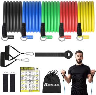 AJRO DEAL 11 Pcs Fitness band for Exercise, Stretching & Body Toning, Home Gym Equipment Resistance Tube