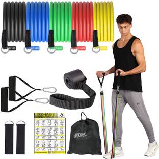 AJRO DEAL 11 Pcs Fitness band for Exercise, Stretching & Body Toning, Home Gym Equipment रेजिस्टेंस ट्यूब