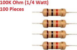 Technical hut 100 Pieces 100K ohm Resistor - 1/4 Watt Fixed Resistor