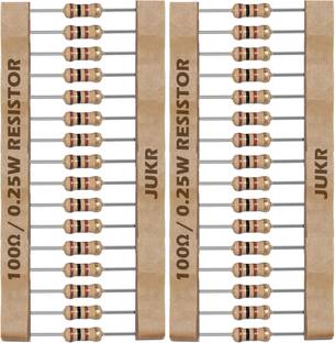 JUKR 100 OHM Carbon Film Resistors For Electronics Engineering Students, Professionals DIV Resistor Kit (Quantity 100 Nos) Fixed Resistor
