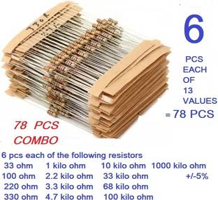 Amaze Trade Combo 78 pcs of 13 values resistorbuyoriginalonlyfromamazetrade Fixed Resistor