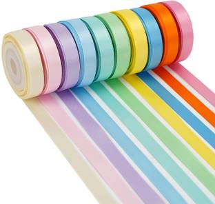 Raptend Pastel Rainbow Ribbon Satin Ribbon Assortment 10 Colors Double Face Satin Ribbon Multicolor Satin Ribbon