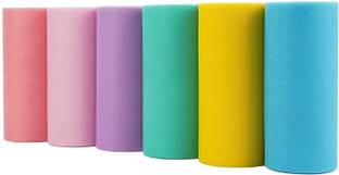 Raptend Pastel Tulle Ribbon 6 Rolls Tulle Fabric Spool Ribbon, 6 inch by 25 Yards/Spool, Multicolor Satin Ribbon