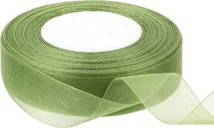 IMPRINT Green Organza Ribbon,1 Inch Tulle Chiffon Fabric Ribbon for Gift Wrapping,decor Green Chiffon Ribbon