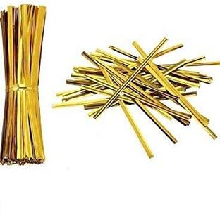 53 Arts Metallic Chocolate Twisters Ribbon Ties Twist Ties -Metallic Gold-500 pcs Gold PP (Polypropylene) Ribbon