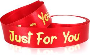 Airtick Pack of 1 (2.5cm X 10 Meter) "Just for You" Printed Red Satin Decoration Ribbon Red Satin Ribbon