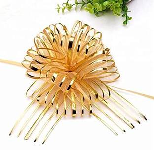 Just Flowers 2Inch Organza Golden Pull Bow Ribbon 10 Pc Gold Sheer Ribbon