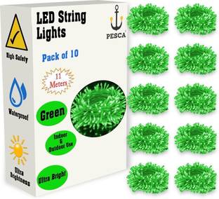 PESCA 40 LEDs 11 m Green Steady String Rice Lights