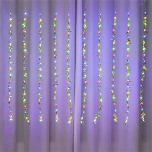 Artificial Vine Leaf Curtain LED String Light, 200L EDs 8 Modes, Remote Control 200 LEDs 3 m Multicolor Flickering, Steady Leaf Rice Lights