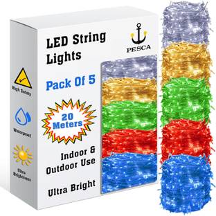 PESCA 60 LEDs 19.99 m Multicolor Steady String Rice Lights