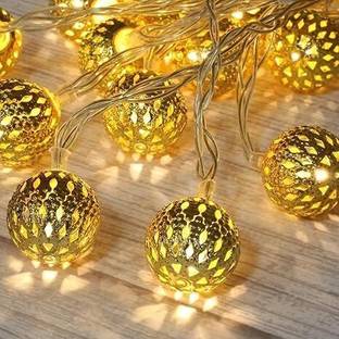 Refulgix 16 LEDs 3 m Gold Steady Ball Rice Lights
