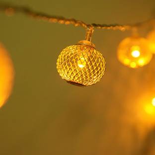 Medecor 16 LEDs 4 m Yellow Steady Ball Rice Lights