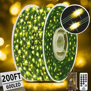 Artificial Vine Leaf Curtain LED String Light, 200L EDs 8 Modes, Remote Control 200 LEDs 3 m Yellow Flickering, Steady Leaf Rice Lights