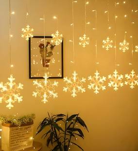 Kavyashine 140 LEDs 4 m Yellow, White Flickering Snow Flake Rice Lights