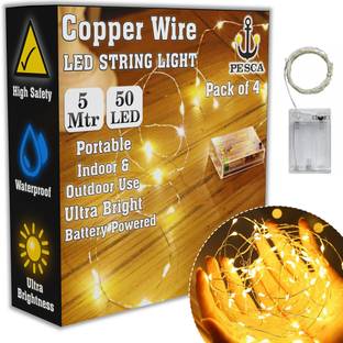 PESCA 50 LEDs 4.98 m Yellow Steady String Rice Lights