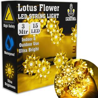 PESCA 15 LEDs 3 m Yellow Steady Flower Rice Lights