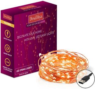 Desidiya 100 LEDs 9.98 m Gold Steady String Rice Lights