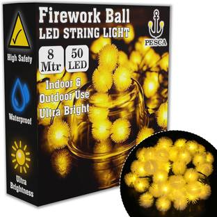 PESCA 50 LEDs 8 m Yellow Steady Ball Rice Lights