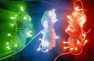 s k traders 30 LEDs 15 m Orange, White, Green Steady String Rice Lights