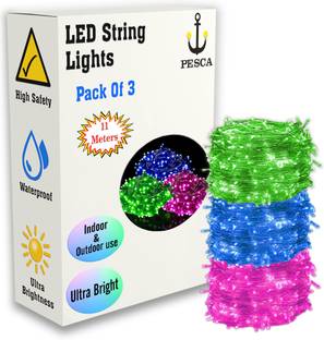 PESCA 40 LEDs 11 m Green, Blue, Pink Steady String Rice Lights
