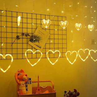 QUACE 138 LEDs 2.49 m Yellow Steady, Flickering Heart Rice Lights
