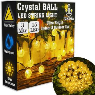 PESCA 15 LEDs 3 m Yellow Steady Ball Rice Lights
