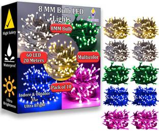 FIZZYTECH 60 LEDs 20 m Multicolor Steady String Rice Lights