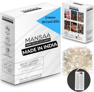 MANSAA 30 LEDs 3.05 m White Steady String Rice Lights
