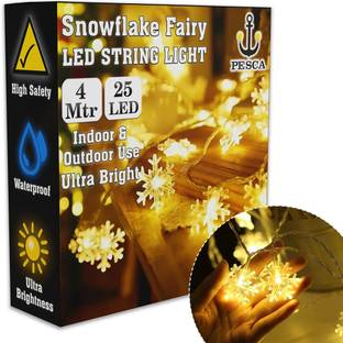PESCA 25 LEDs 3.99 m Yellow Steady Snow Flake Rice Lights
