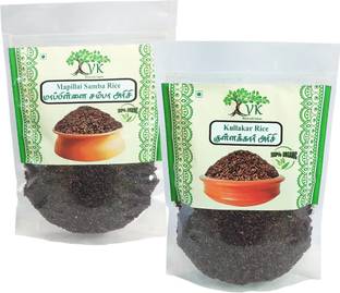 VK Stores Organic Mapillai Samba and Kullakar Rice (each 500g) Unpolished Red Raw Rice (Full Grain, Raw)