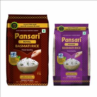Pansari Royal and Khana Basmati rice, Extra Long Grain, Biryani Rice, Pulao Rice - 6Kg Basmati Rice (Long Grain, Raw)