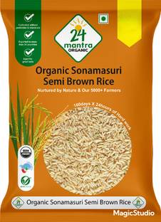 24 mantra ORGANIC Organic Sonamasuri Semi Brown Rice/Handpounded/Chawal (Unpolished) Brown Sona Masoori Rice