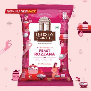 INDIA GATE All Rounder Feast Rozzana | Aged Rice | Fluffy & Non-Sticky Basmati Rice (Medium Grain, Polished)