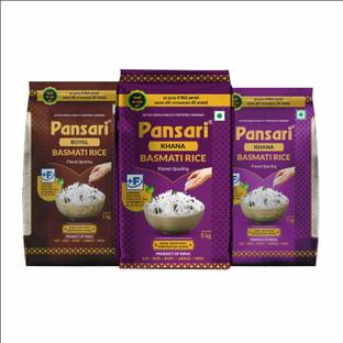 Pansari Royal and Khana Basmati Rice, Long Grain, Biryani Rice, Pulao Rice - 7Kg Basmati Rice (Long Grain, Raw)