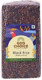 God Choice Organic Farms Organic Black Rice(1KG) | Native seeds | Vacuum packed Black Black Rice (Medium Grain, Unpolished)