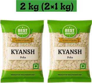 Kyansh Premium Poha – Best Quality Flattened Rice Poha (Long Grain, ) 2kg Poha (Long Grain, Raw)