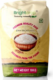 brightcrop Joha Brown Rice (10KG Pack), original unpolished Kunkuni joha rice from Assam Brown Joha Rice (Small Grain, Unpolished)