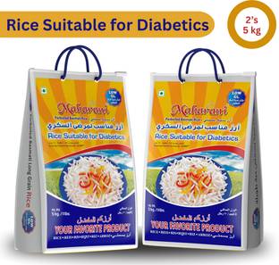 Maharani Suitable for Diabetics (Pack of 2 * 5kg Each) Basmati Rice (Long Grain, Parboiled)