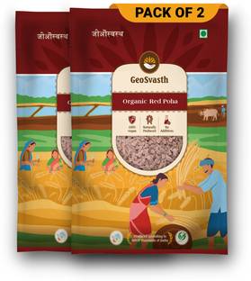 Geosvasth Pure Organic Red Poha 500g | Free Vegan | High Fiber | Healthy and Nutritious Red Raw Rice (Full Grain, Raw)