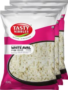 Tasty Nibbles White Aval (Thin) | White Rice Flakes / Poha (Pack of 3) Poha